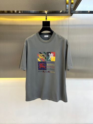 おしゃれ ロゴ入り 半袖Tシャツ バーバリー Tシャツ 偽物 クルーネック グレー