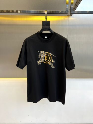 コットン ロゴ入り 半袖Tシャツ バーバリー Tシャツ 偽物 クルーネック ブラック