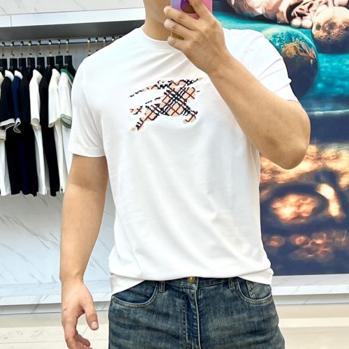 おしゃれ コットン クルーネック バーバリー Tシャツ 偽物 半袖Tシャツ ホワイト