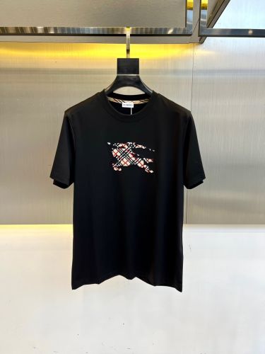 おしゃれ コットン クルーネック バーバリー Tシャツ 偽物 半袖Tシャツ ブラック