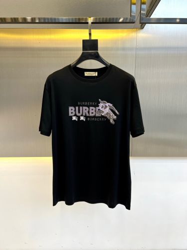 定番 カジュアル ロゴ入り 半袖Tシャツ バーバリー Tシャツ 偽物 コットン ブラック