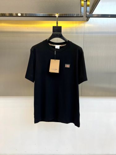 シンプル ロゴプレート コットン バーバリー Tシャツ 偽物 半袖Tシャツ ブラック