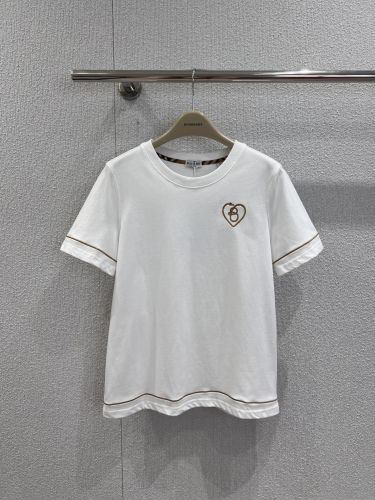 Bハート コットンTシャツ バーバリー Tシャツ コピー クルーネック ホワイト