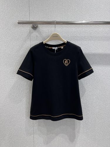 Bハート コットンTシャツ バーバリー Tシャツ コピー クルーネック ブラック