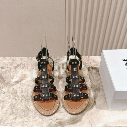CELINE リンピア グラディエーター サンダル セリーヌ スーパーコピー ブラック
