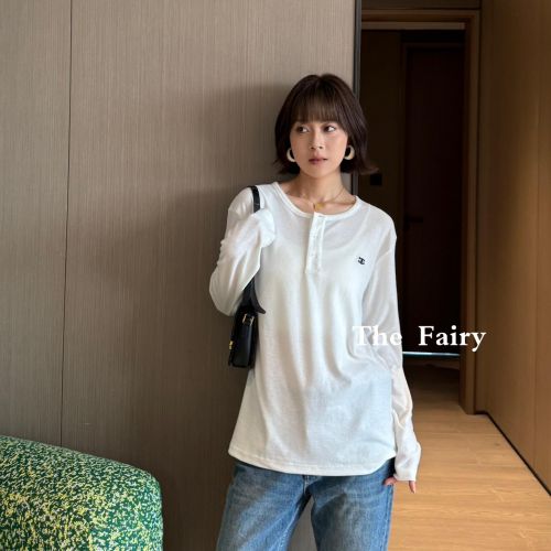 洗練された ヘンリーネック 長袖トップス セリーヌ Tシャツ コピー ホワイト