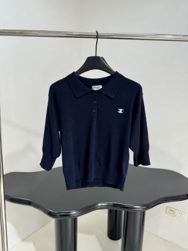 シンプル 上品 7分袖 ニットポロ セリーヌ ニット コピー トップス