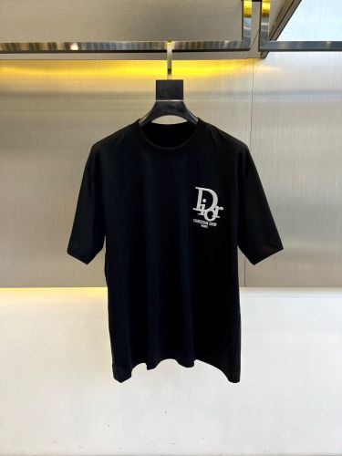 目を引く ロゴ刺繍 クリスチャン・ディオール Tシャツ 偽物 クルーネック ブラック