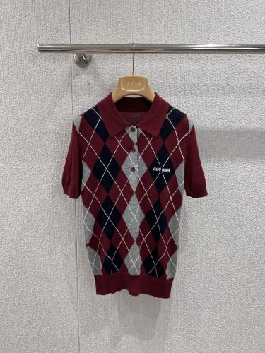 カシミヤ ニット ポロシャツ ミュウミュウ スーパーコピー ショートスリーブ