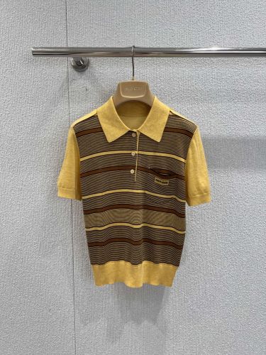 ウール ポロシャツ ミュウミュウ ニットウェア コピー 半袖トップス