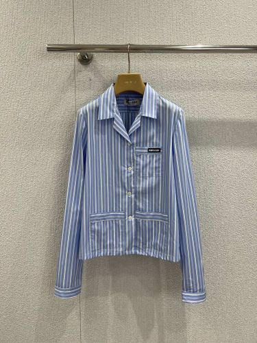 ストライプ コットン パジャマシャツ ミュウミュウ シャツ コピー レディース