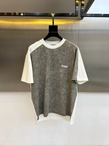 ロエベ Tシャツ 偽物 カジュアル 切り替え コットン クルーネック 半袖Tシャツ