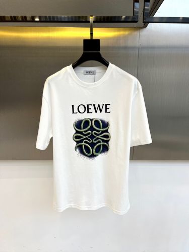定番 ロゴ入り コットン 半袖Tシャツ クルーネック ロエベ Tシャツ 偽物 ホワイト