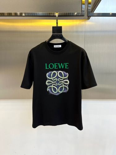 定番 ロゴ入り コットン 半袖Tシャツ クルーネック ロエベ Tシャツ 偽物 ブラック