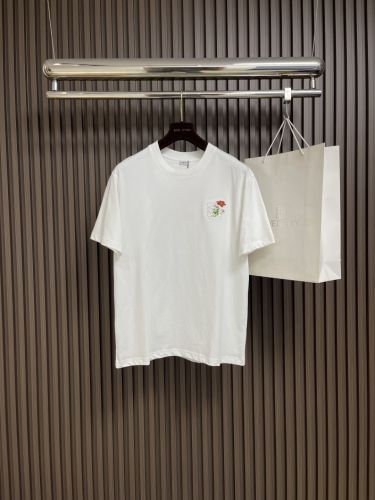シンプル アナグラム刺繍 クルーネック ロエベ Tシャツ 偽物 コットン ホワイト