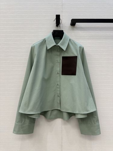 カジュアル リラックス コットン 長袖トップス ロエベ シャツ コピー グリーン