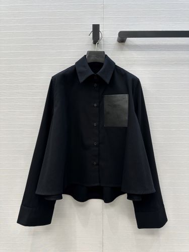 カジュアル リラックス コットン 長袖トップス ロエベ シャツ コピー ブラック