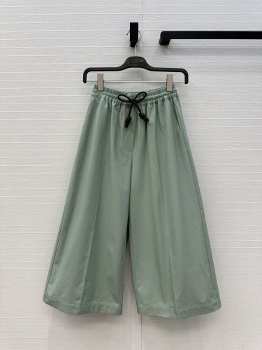 カジュアル リラックス ワイドパンツ ロエベ パンツ コピー コットン グリーン