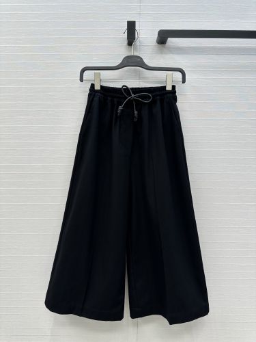 カジュアル リラックス ワイドパンツ ロエベ パンツ コピー コットン ブラック