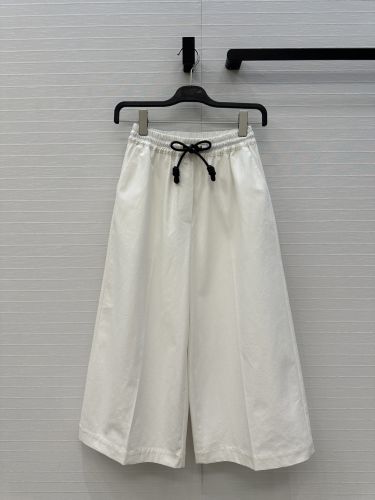 カジュアル リラックス ワイドパンツ ロエベ パンツ コピー コットン ホワイト