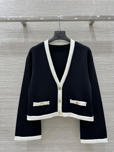 大人カジュアル 配色 Vネック カーディガン シャネル ニット コピー レディース