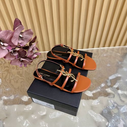 YSL カサンドラ サンダル イヴ・サンローラン スーパーコピーフラットサンダル ブラウン