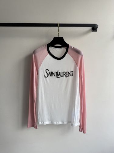 カジュアル 配色 ラグランスリーブ イヴ・サンローラン Tシャツ 偽物 長袖Tシャツ