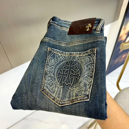 合わせやすい ストレッチ デニムパンツ クロムハーツ ジーンズ 偽物 メンズ