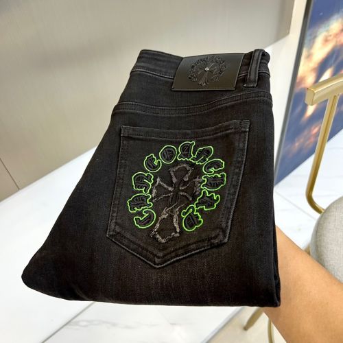 クロムハーツ ジーンズ 偽物 メンズ 合わせやすい ストレッチ デニムパンツ 