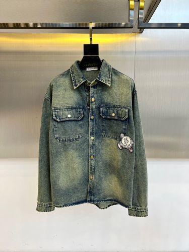 洗練された カジュアル デニムシャツ モンクレール シャツ 偽物 メンズ