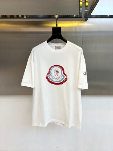 定番 ロゴ入り クルーネック 半袖Tシャツ モンクレール Tシャツ 偽物 ホワイト