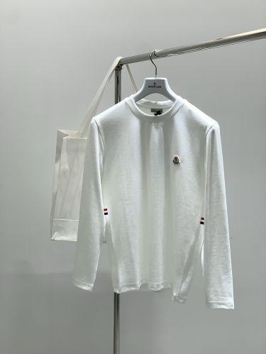 定番 クルーネック モンクレール Tシャツ 偽物 シンプル 長袖Tシャツ ホワイト