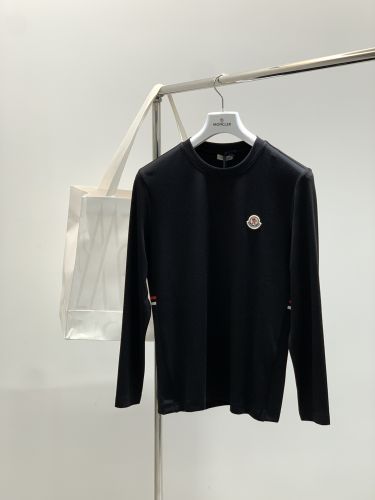 定番 シンプル クルーネック モンクレール Tシャツ 偽物 長袖Tシャツ ブラック