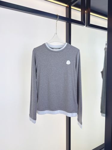 モンクレール Tシャツ 偽物 洗練された お洒落 重ね着風 長袖Tシャツ グレー