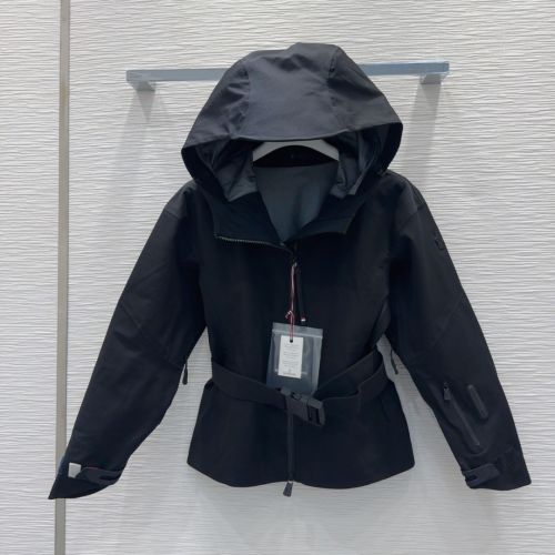 ベルト付き レディース マウンテンパーカー モンクレール ジャケット 偽物 ブラック