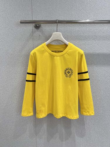 ストリート カジュアル ロゴ 長袖Tシャツ クロムハーツ Tシャツ 偽物 イエロー