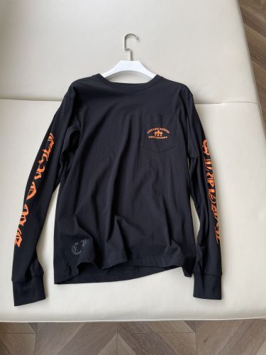 ストリート ロゴプリント 長袖Tシャツ クロムハーツ Tシャツ 偽物 ブラック