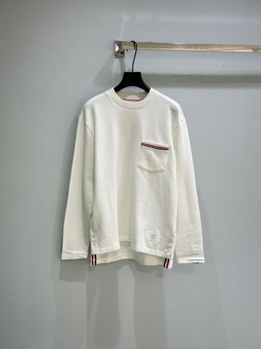 カジュアル お洒落 長袖Tシャツ トムブラウン Tシャツ 偽物 クルーネック ホワイト