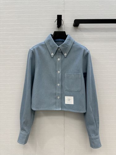 洗練された ショート丈 デニムシャツ トムブラウン シャツ 偽物 レディース