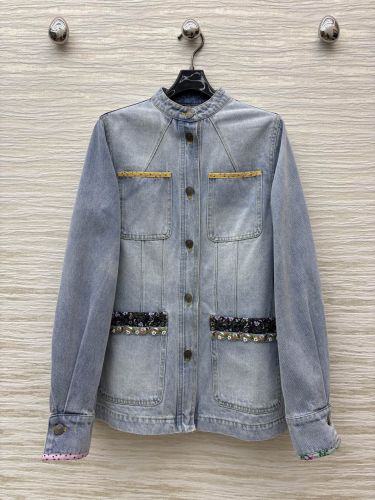 洗練された ノーカラー デニムブルゾン ヴァレンティノ ジャケット 偽物