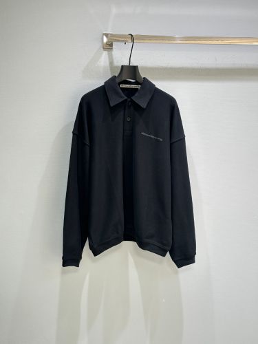 カジュアル コットン 長袖 ポロシャツ アレキサンダーワング Tシャツ コピー ブラック