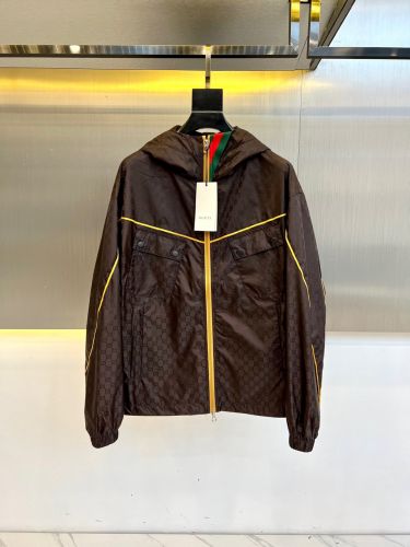 上品 カジュアル グッチ ジャケット コピー GG フード付き ブルゾン ブラウン