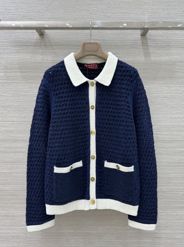 洗練された 透かし編み カーディガン グッチ ニット コピー ネイビー