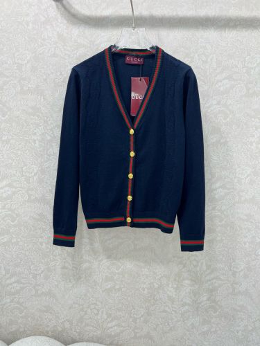 カジュアル Vネック カーディガン グッチ ニット コピー ウール ネイビー