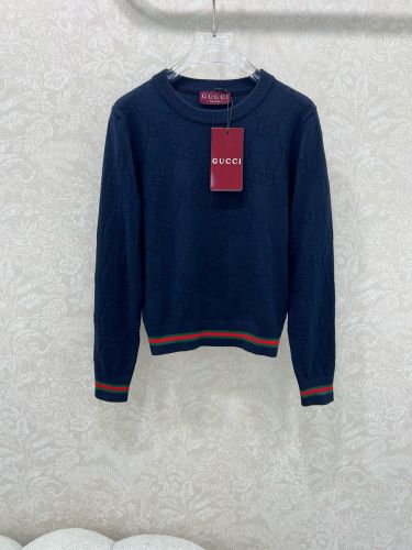 洗練された カジュアル クルーネック  グッチ セーター コピー プルオーバー ネイビー