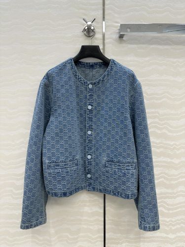上品 カジュアル ノーカラー デニムジャケット グッチ ジャケット コピー レディース