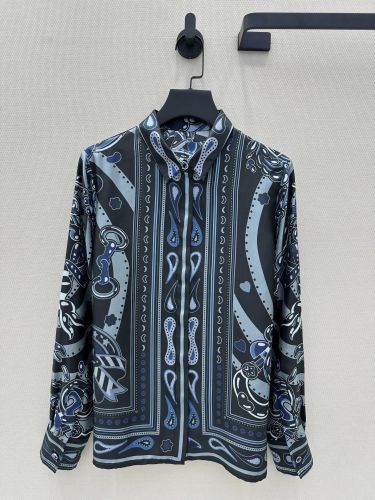 エルメス シャツ コピー 上品 プリント シルクシャツ レディース トップス