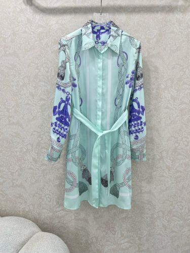 エレガント プリント シャツワンピース エルメス ワンピース コピー ベルト付き