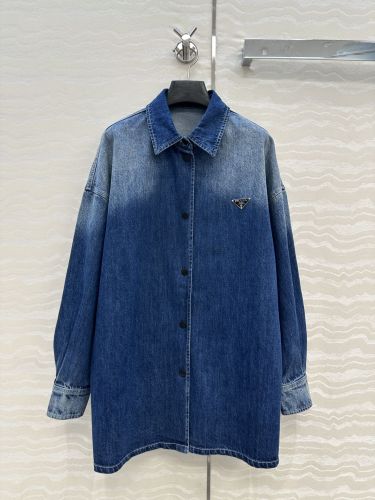 カジュアル デニム オーバーシャツ プラダ シャツ 偽物 チュニック