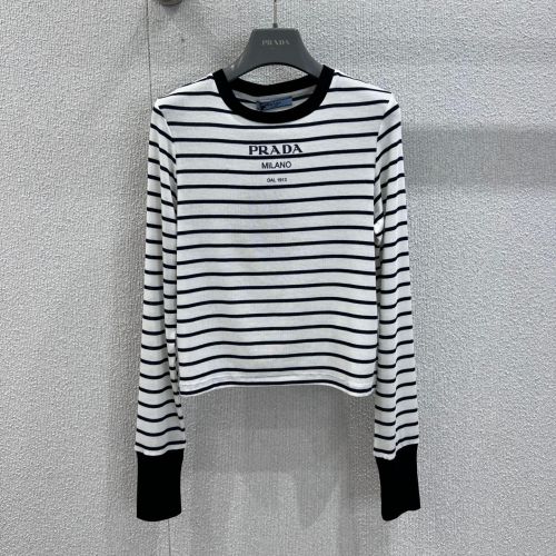 ボーダー柄 ロングスリーブTシャツ プラダ Tシャツ 偽物 長袖Tシャツ